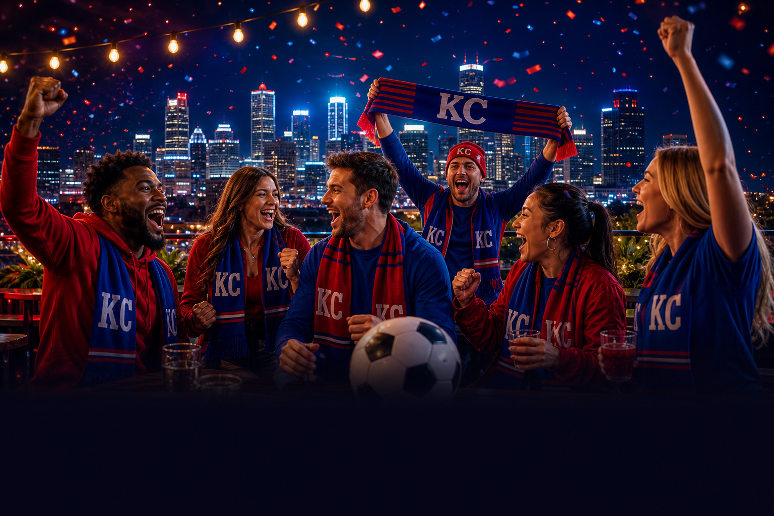 Kansas City soccer fans celebrating together